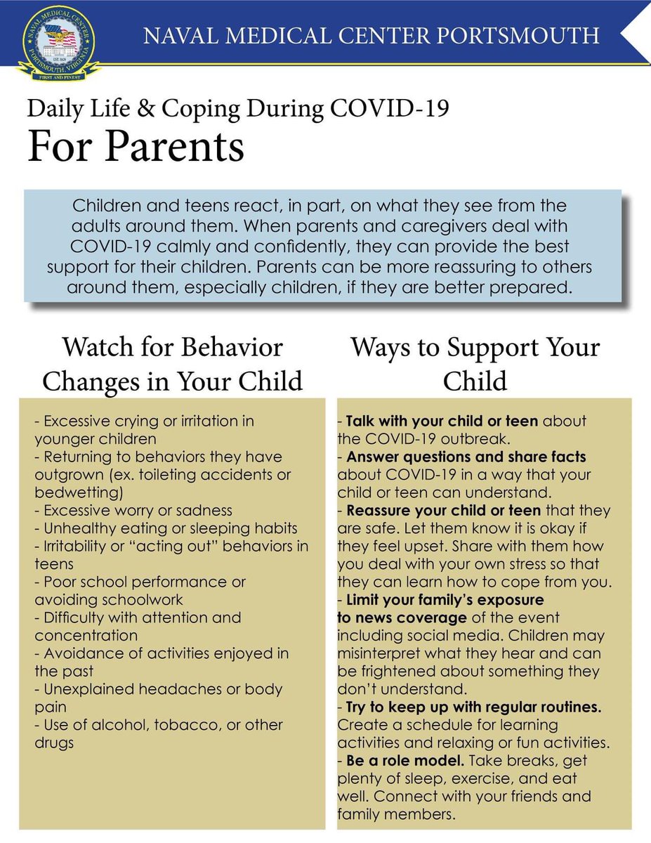 #NMCPReadyForTheFightTonight

It may be especially challenging for children and teens to adapt to the many changes taking place due to the COVID-19 outbreak. Here are some helpful tips on behaviors to watch for in your children and ways to support them calmly and confidently.