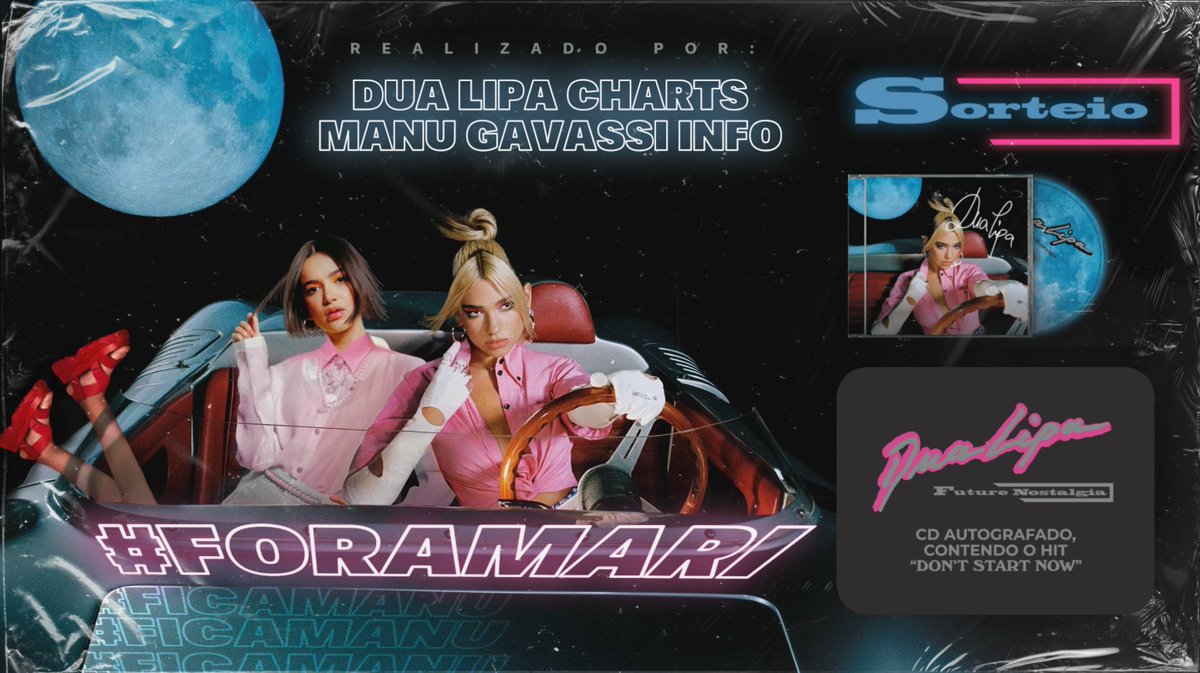 ChartsDuaLipa's tweet photo. 🚨 ATENÇÃO! Convocamos TODOS os Loves para uma missão. 🧚‍♀️

Votem MUITO para a Manu Gavassi ficar no #BBB20 e como recompensa iremos SORTEAR 1 Future Nostalgia AUTOGRAFADO! https://t.co/HOYXdubwRT

- Dê RT nesse tweet;

#ForaMari! #FicaManu! https://t.co/BencFD6a0k