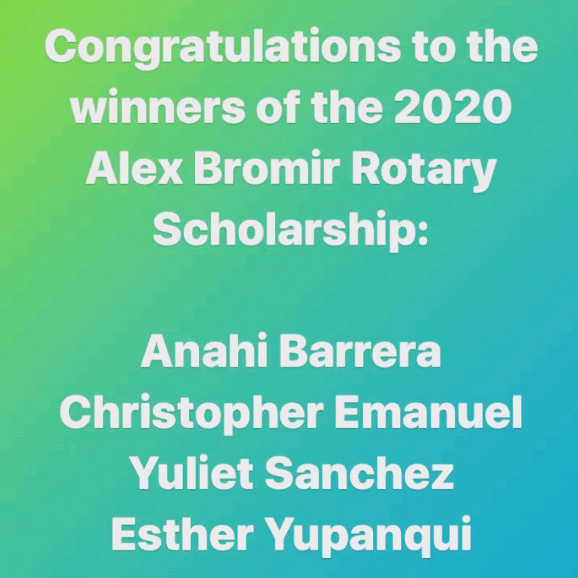 mssh_hawks's tweet photo. Congratulations to the winners of the 2020 Alex Bromir Rotary Scholarship: Anahi Barrera, Christopher Emanuel, Yuliet Sanchez, and Esther Yupanqui. Way to go, seniors! #iammiamisprings #allinthistogether2020 https://t.co/T8GlqPccfr