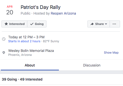 Arizona has 7.2 million people. Later today, about 30 of them will gather for a rally at the State Capitol calling for stay at home orders to be lifted. A quick thread about where these protests are really coming from. (1/11)