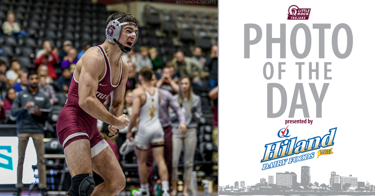 LRTrojans's tweet photo. Today's Photo of the Day is presented by Hiland Dairy.

Paul Bianchi of @LittleRockWRES reacts after his victory against Arizona State. The junior posted 13 wins in the inaugural season, the most on the team.

#LittleRocksTeam https://t.co/uPfYQh0vUS