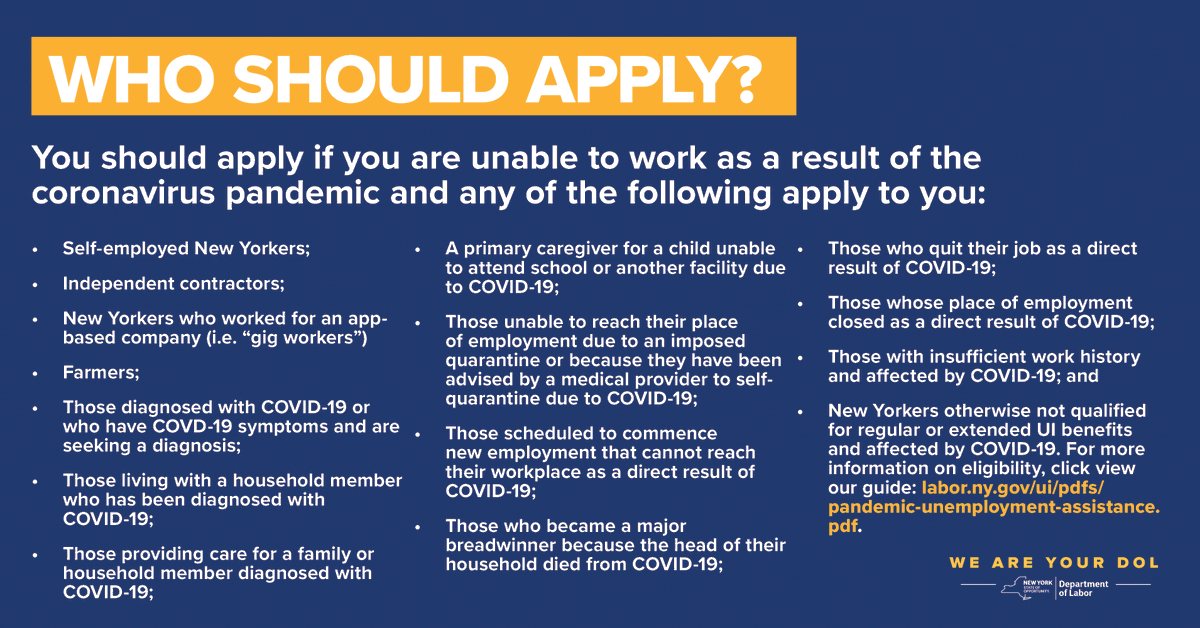 Need more information?Click here for an updated factsheet on PUA:  https://on.ny.gov/3cskE5s&q...