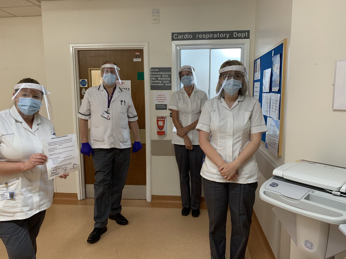 EmsyB12's tweet photo. Thank you to the heroes @TheMaccAcademy for making & delivering visors to Macclesfield Hospital #maccmakesmasks https://t.co/IQ5RkdHMz1