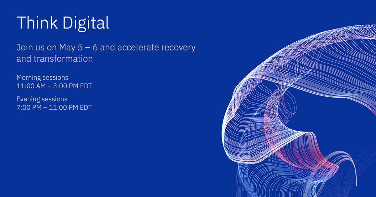 huibert's tweet photo. Every year, IBM organizes the Think event to showcase new technologies that can help companies become more productive. This year, due to the COVID-19 pandemic, the event will be virtual and free. This is a great learning opportunity. Register here https://t.co/ARyfU5OEoZ https://t.co/uIxAh6P8jy