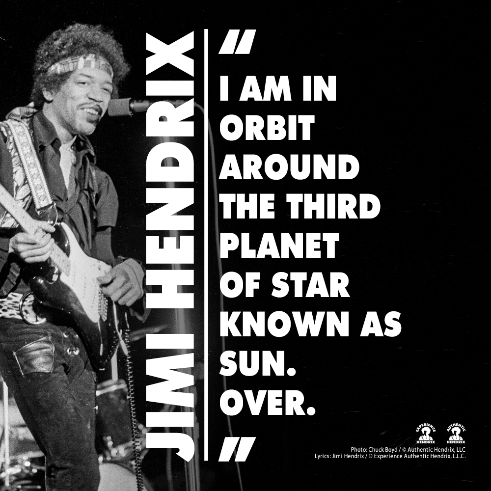 JimiHendrix's tweet photo. “I am in orbit around the third planet of star known as Sun. Over.”

~ #JimiHendrix

#ThirdStoneFromTheSun #Hendrix #AreYouExperienced #Lyrics #LegendaryStories #MusicFromBeyond #Earth https://t.co/9xEBNq0QpU