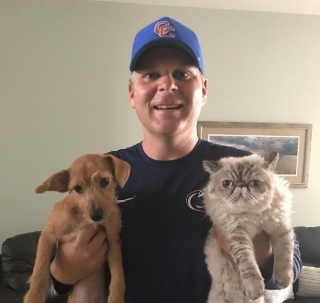 CapeCoralHS's tweet photo. Mr. Gurgal with Lenny(dog) and Penny(cat)
#seahawkstrong #petday #grumpycat2 https://t.co/Q3dXtuFSn0