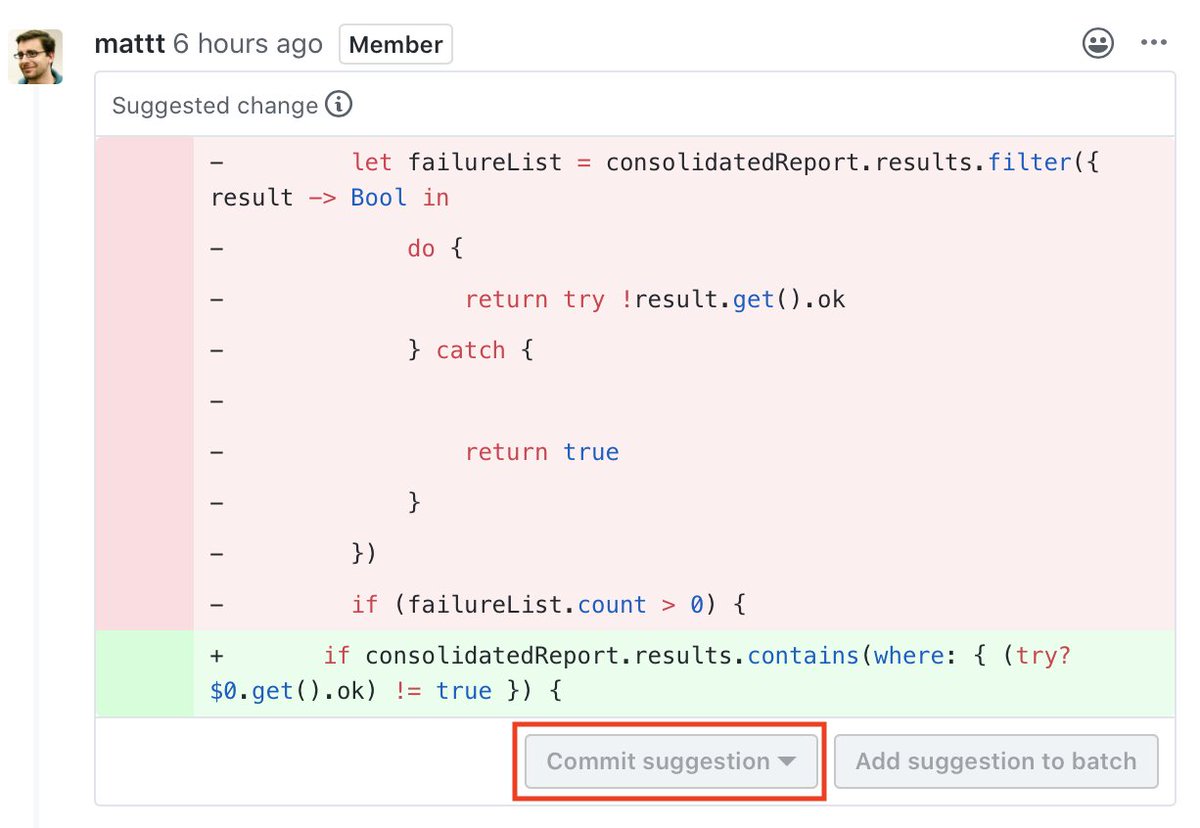 Commit suggestion on GitHub