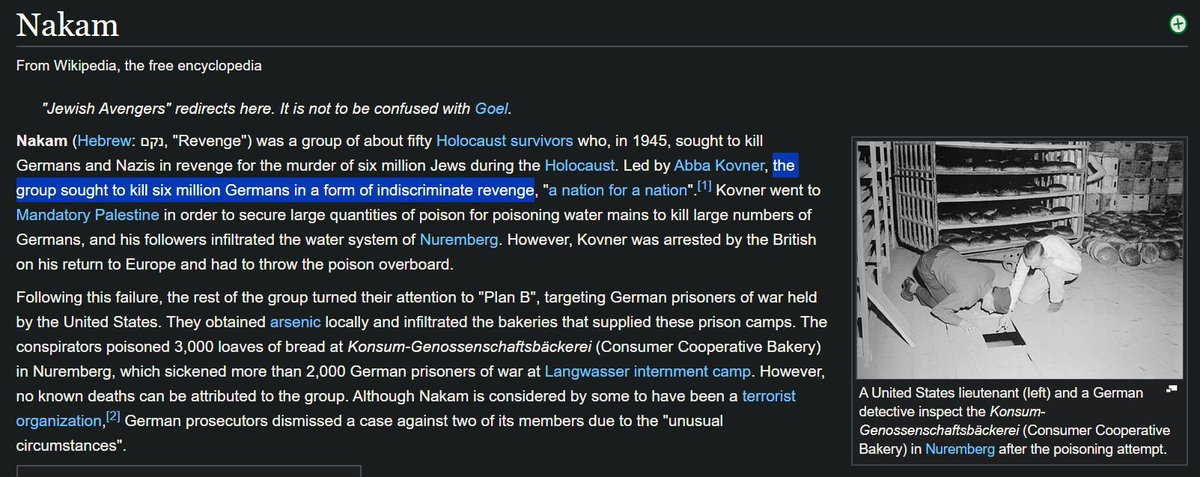 now in the Zionist race-state they mark #HolocaustRemembranceDay (#YomHaShoah) with semi-fascist speeches including quotes from 'poet' AbbaKovner. why the double quotes? coz what people easily forget was Kovner's Nazi plan to poison 6M Germans in revenge: en.wikipedia.org/wiki/Nakam
