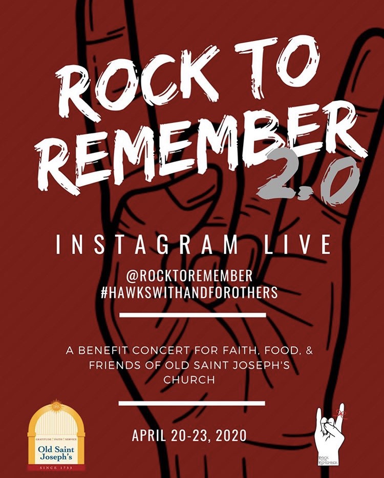 RocktoRemember's tweet photo. TONIGHT: Our first featured artist is Nora Suknaic!
Join Nora our Instagram Live (@ rocktoremember) TONIGHT at 6 PM!
Don’t forget to donate to Faith, Food and Friends of Old Saint Joseph’s Church! LINK IN BIO!
#hawkswithandforothers #hawksathome #rocktoremember #r2r #mkt343 https://t.co/dlNiWk0NnR