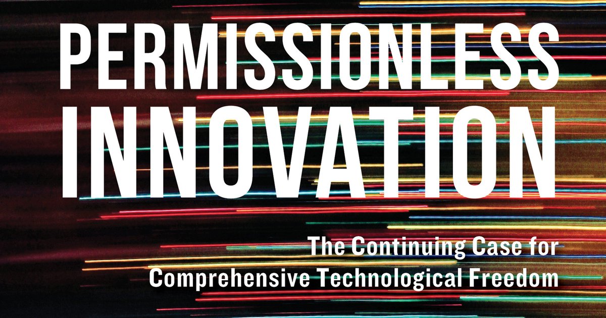 5/ We can choose to set innovation defaults closer to the green light of “permissionless innovation,” generally allowing entrepreneurial acts, or we can use the red light of the precautionary principle, which disallows most risk-taking & building.  https://permissionlessinnovation.org/book/ 