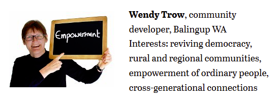 Wendy Trow who is from Balingup. Also running as a candidate in the elections  https://www.wendytrow.com/  Worked as a CDO, makes my heart hurt. https://classroomofhope.org/meet-the-team/   #ClassroomofHOPE. Hey Wendy can you just go check on my crip mate she tried to top herself last night down in Pembie.