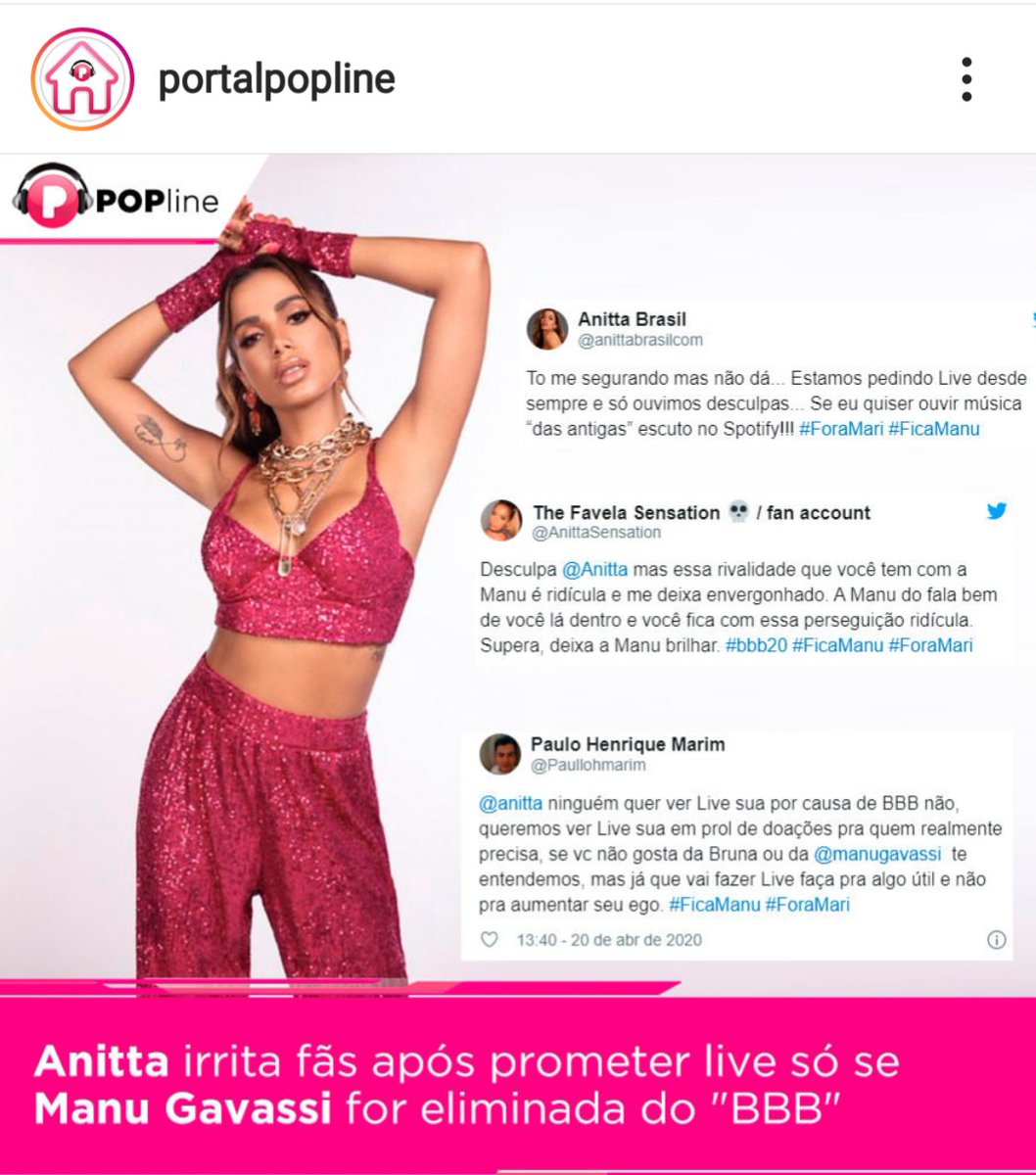 fdoria7's tweet photo. Derrubamos o Neymar, e agora vamos derrubar a live da Anitta #FicaManu #foramari #BBB20 #ForaBabu #portalpopline https://t.co/53tp1dHcoF