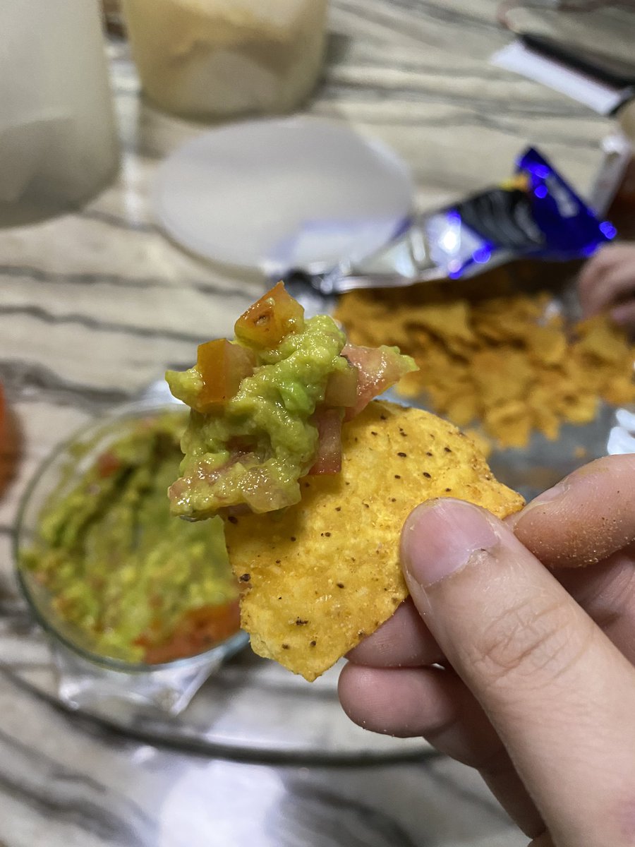 Day 34. Guacamole  dipped w/ Nachos, as midnight snack 
