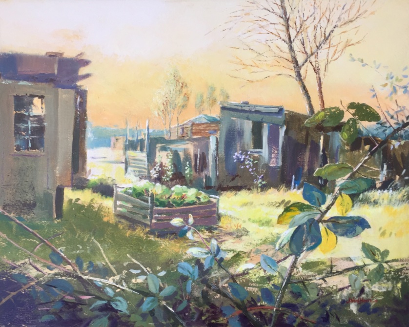 Just finished this acrylic of an allotment which reminded me of the one my father had in Ipswich.
# acrylic, # Wessex art, # landscape