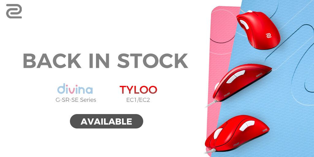 Zowie Benq America The G Sr Se Divina Pink Blue And Tyloo Ec1 Ec2 Are Back In Stock The Mousepad Maintains The Same Surface Of The Other G Sr Se With A Different Design Tyloo T Co Jdsn8uzh3s