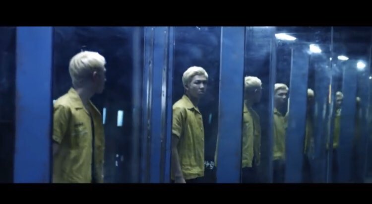In RM’s short film he’s surrounded by mirrors and mirrors play a role in some of the other videos (1st three pics) and in Fake Love the theme returns (last pic).