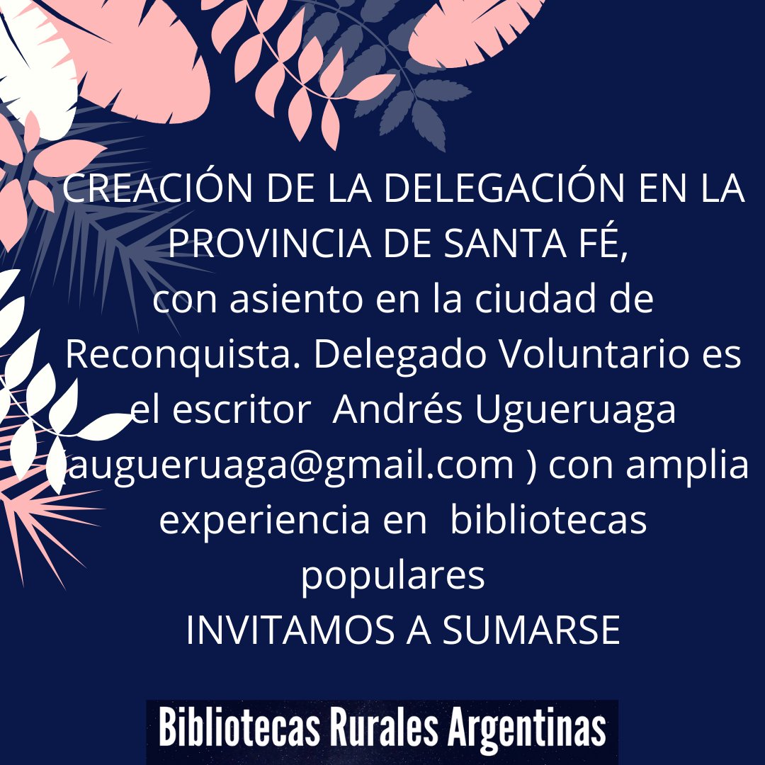 Biblioruralesar's tweet photo. INVITAMOS A SUMARSE A LOS SANTAFESINOS. Pensamos comenzar a promover las fundaciones en el norte de la provincia. Siempre adelante!!! https://t.co/nm0gJcwijG