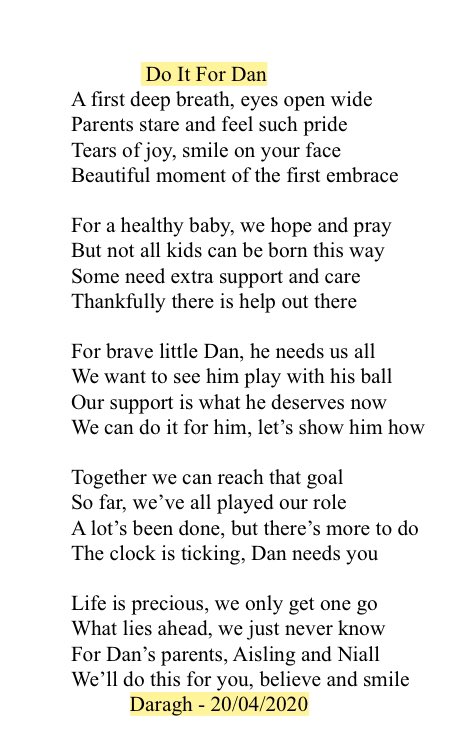 A poem for Dan ❤️ @DoItForDan201 
#DoItForDan