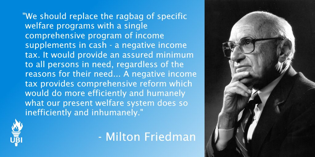 UBITories's tweet photo. If you haven't yet heard Milton Friedman speak on his proposal for a Negative Income Tax then click the following link. It's well worth a listen.

https://t.co/3RymUlX253 https://t.co/8DkBdWPBon