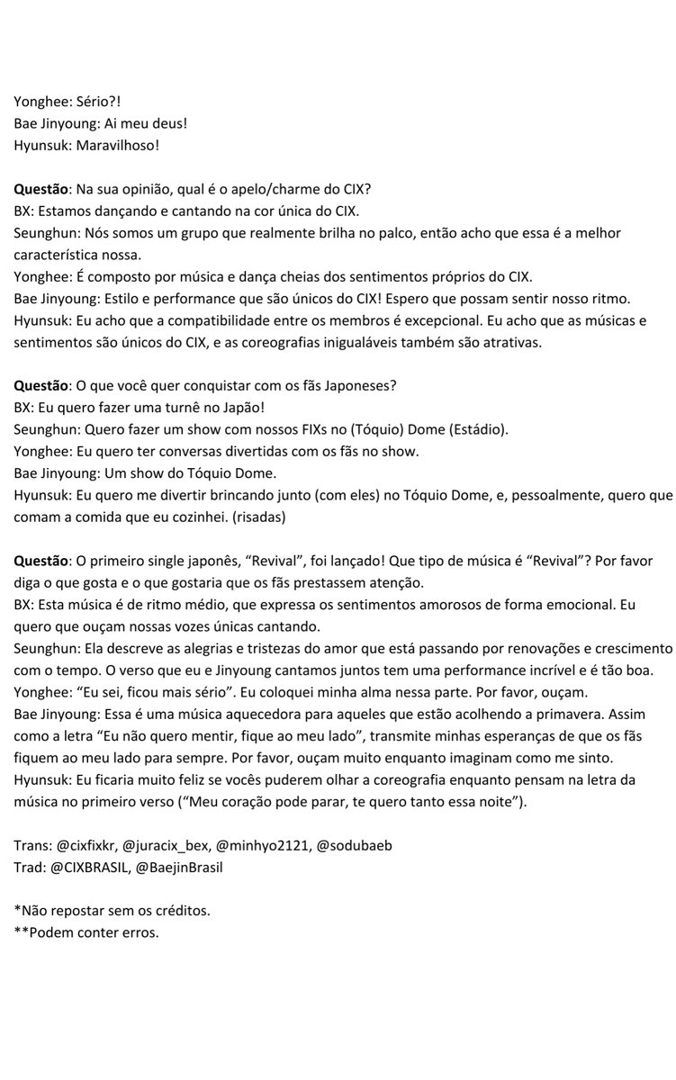 CIXBrasil's tweet photo. [TRAD] 20/04/20 | Entrevista do CIX para a revista japonesa CanCam (parte 1).
🔗https://t.co/Nt2aWOmD35

#CIX #씨아이엑스 #BX #배진영 #승훈 #용희 #현석 @CIX_Official #CIX_Revival https://t.co/JdFqatWX0V