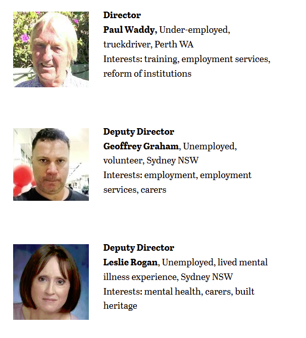 Paul Waddy, I don't know you Paul, I would have given you a job, you're a truckie. Geoffrey and Lesley, both identify as carers, Lesley also identifies as mentally ill, all lobbying to REMOVE  #CENTRELINK PAYMENTS from struggling Australians.I do not understand,  #auspol. Honestly.