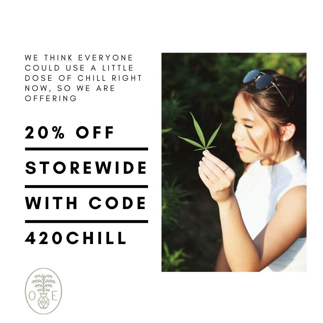 Happy 4.20.20 y’all!! 🌿⁣

It’s a special day which means we have a special sale! For 24-hours only, use code 420CHILL for 20% off STOREWIDE!! ✌️⁣

Let us know how you’re celebrating 4/20 today!! 🙏🏻💚⁣

#happy420 #420 #20percentoff #storewidesale #420chill
