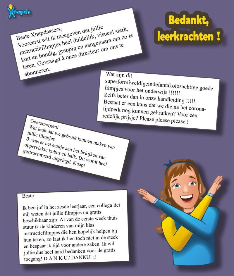 xnapda's tweet photo. De gratis periode van Xnapda werd verlengd tot 3 mei!
We kregen van leerkrachten honderden lieve mails en berichten via de contactpagina van https://t.co/ixv3HXdEwC. Bedankt! ❤️
***
#dankbaar #samensterk #samentegencorona #xnapda #onderwijs #lageronderwijs #preteaching #coronabe https://t.co/EdRFfX4Y5Q
