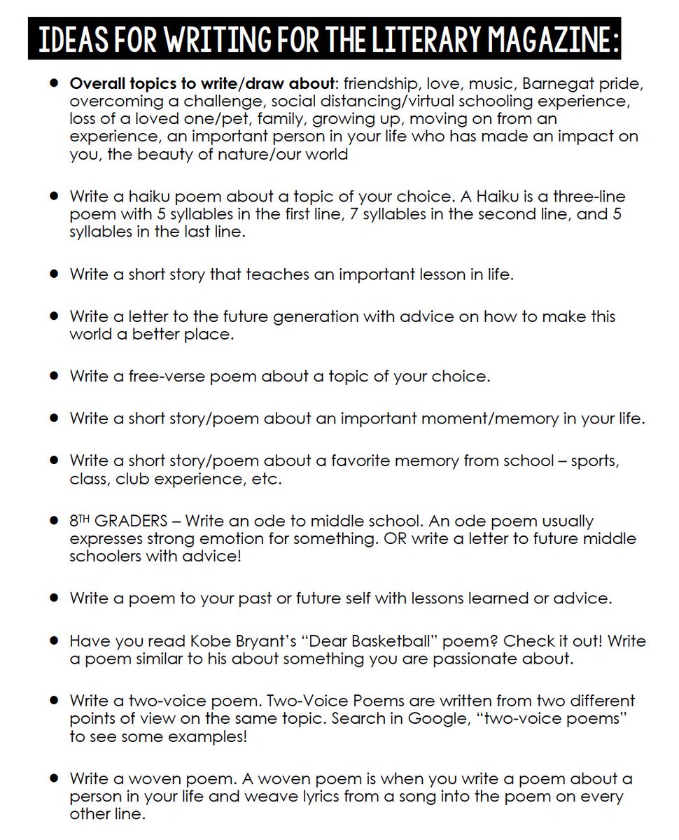 Calling all students (and staff!!) at ROBMS — PLEASE consider writing something for our virtual literary magazine. All details are on the flyer attached. Please share, share, share! #thebulldogway