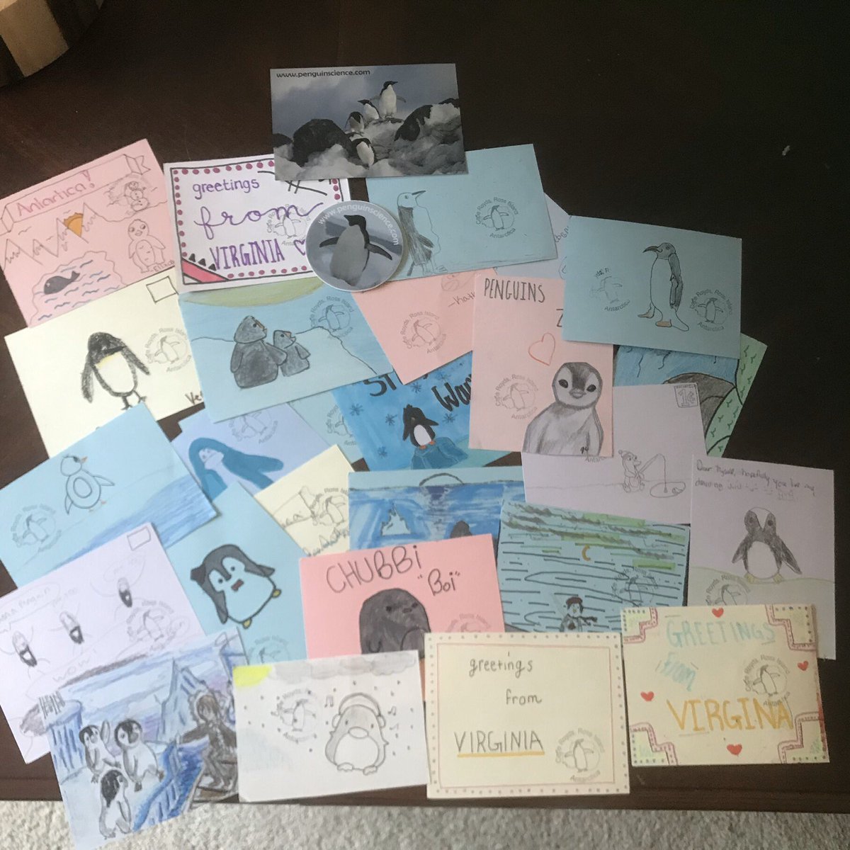 simonsscience's tweet image. It took 5 months, but postcards came back from Antarctica 🇦🇶 today! #penguin #lifesciences