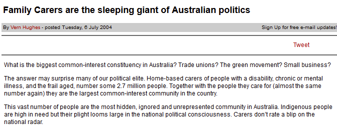 And ol Vern, who I think is a toxic dickhead and will block on sight. I know Vern believes in free speech and therefore won't mind me saying this.Hates the NDIS. Self professed Latham supporter & well, you 'do your research'.  https://en.wikipedia.org/wiki/Vern_Hughes  https://en.wikipedia.org/wiki/People_Power_(Australia)