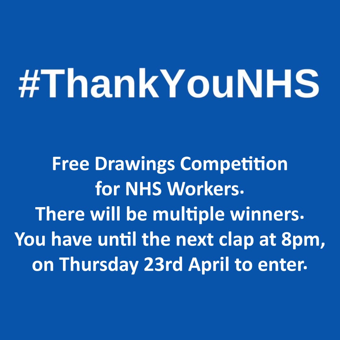Our #NHS our doing an amazing job and we want to do a little something to put a smile on their faces. 
If you work for the NHS or want to nominate someone who does for the competition.
1. Comment below 
2. Retweet
3. Follow us 

#freebie #NHSheroes #clapforNHS #drawings
