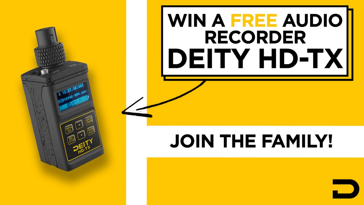 deitymicrophone's tweet photo. 36Hrs left to enter to win a free Deity HD-TX.

You are going to want one after tomorrows livestream when we announce Firmware V2.0! Trust me.

https://t.co/zDEhZsDkdC https://t.co/S81Xnj6M4p