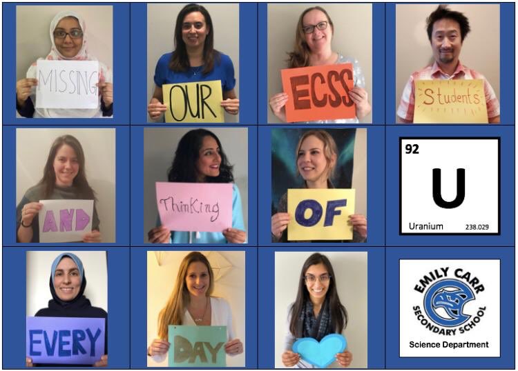 ECSS_StuCo's tweet photo. Here’s a message from our wonderful science department. We miss you all too! 💙 #ecss https://t.co/zoGPXN58MW