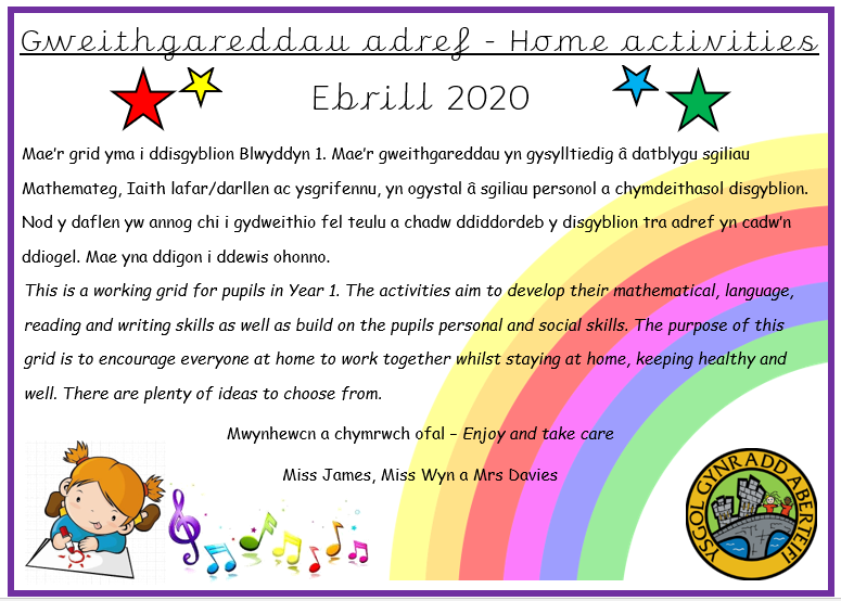 YGAberteifi's tweet photo. Gweithgareddau Adref/Home Activities: Dosbarth Dwynwen a Madog (Blwyddyn 1). Dwynwen and Madog Class (Year 1) https://t.co/5Yo44LPdf5