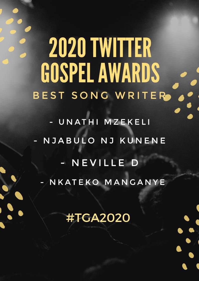 Good evening fellow South Africans. It is with great pleasure to announce the first category and nominees of the  #TGA2020.Polls with different categories will be running for a couple of days. Thank you