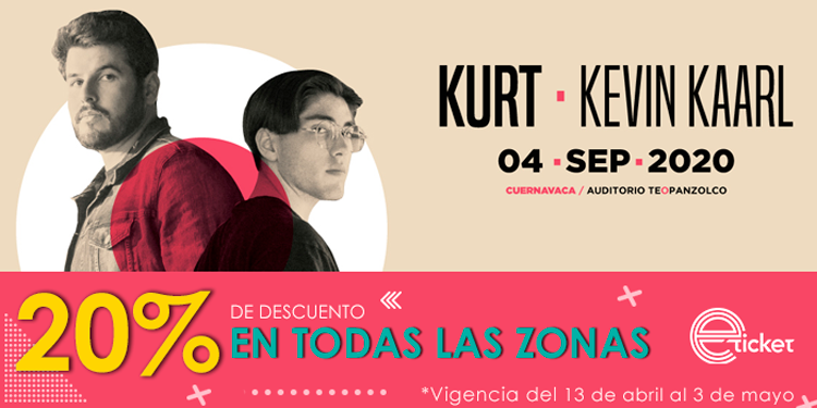 eticket's tweet photo. #Cuernavaca asiste al concierto de @kevinkaarl obteniendo un 20% de descuento en #AbrilContigo. 💥💥
Adquiere tus boletos aquí https://t.co/SAeJMFwJgh https://t.co/ExubZpQtRp