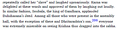 Karna is especially happy with her condition. Can you spell scumbag without Karna?