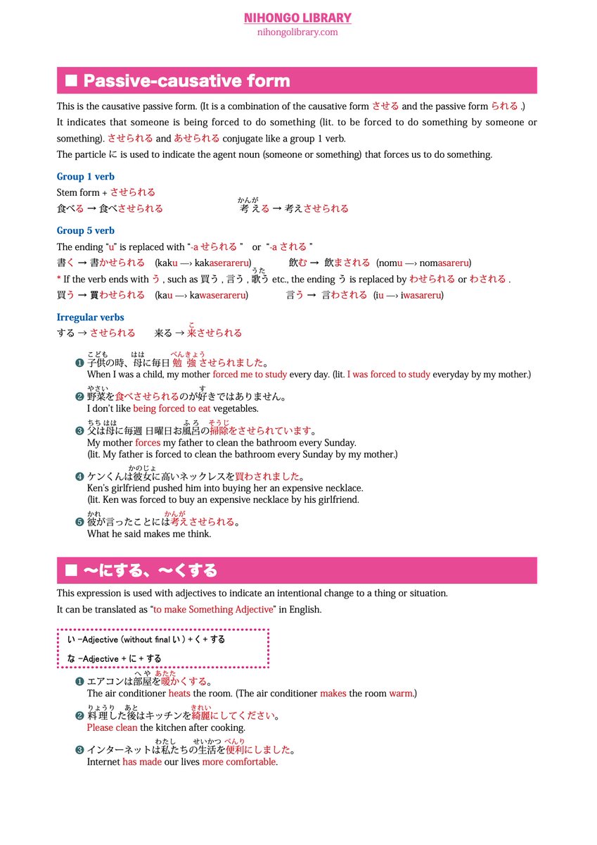 NihongoLibrary's tweet photo. Now the lesson 10 for JLPT N4 is available to download.
The lessons is talking about the passive form and the causative form.
Free learning materials for N5 are also available.
Let's have fun learning Japanese!
https://t.co/x9AwhtgcAP https://t.co/NCw3JtqJ0w