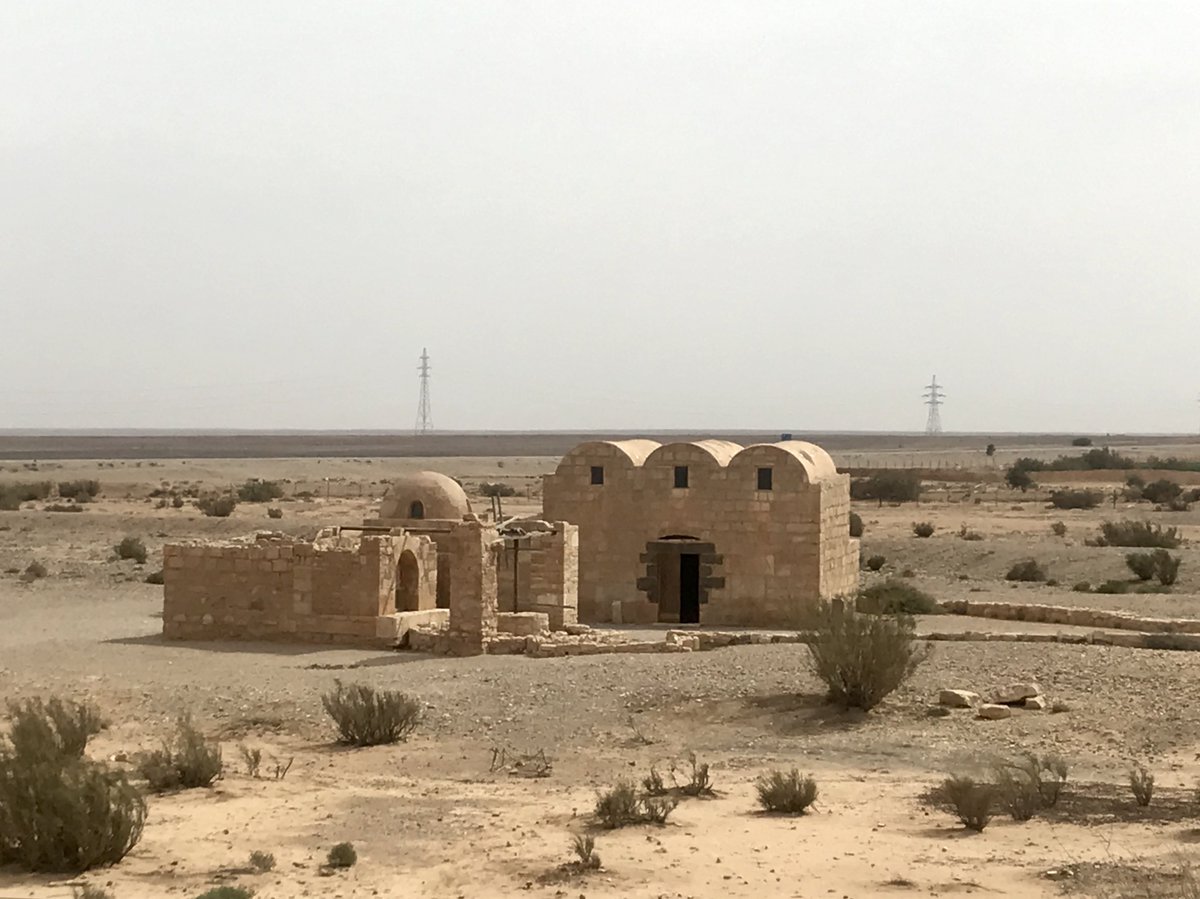 Next is Qasr Amra, a UNESCO World Heritage Site adorned with wonderful frescoes. Unlike Azraq, this is a 7th century A.D. Umayyad hunting lodge & baths. Archival photos by John Garstang, early 1920s  @PalExFund archives