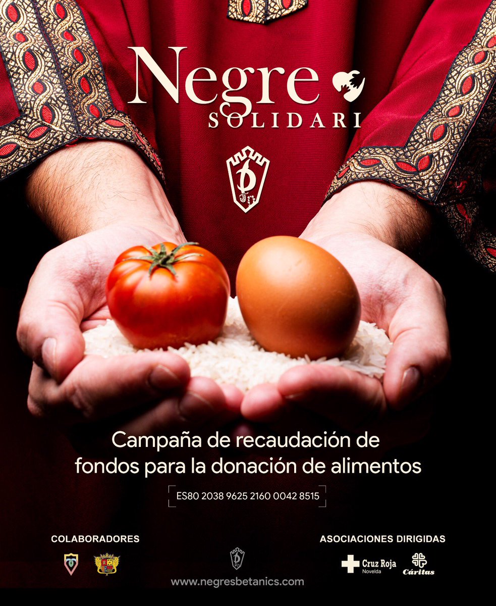 NegresBetanics's tweet photo. Desde Negres lanzamos una campaña de recaudación de fondos para la compra y donación de alimentos destinada a todas aquellas familias más necesitadas mediante la colaboración del Mercado de Abastos y el Ayuntamiento de Novelda a través de las asociaciones de Cáritas y Cruz Roja. https://t.co/XltWH4bjAH