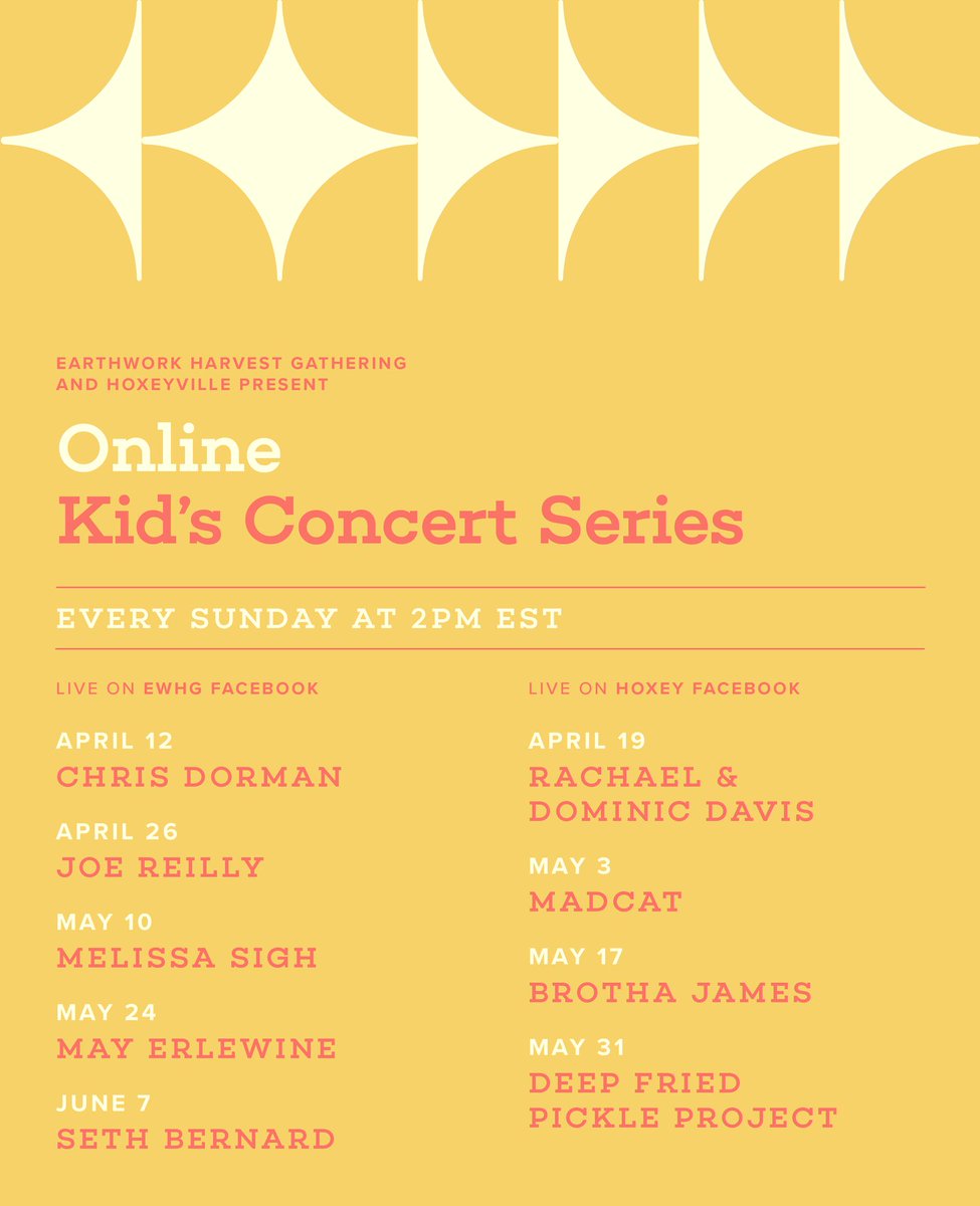 Hoxeyville Music Festival has partnered with Earthwork Harvest Gathering for Sunday kids concerts online - check it out! 🎶🎸🎶