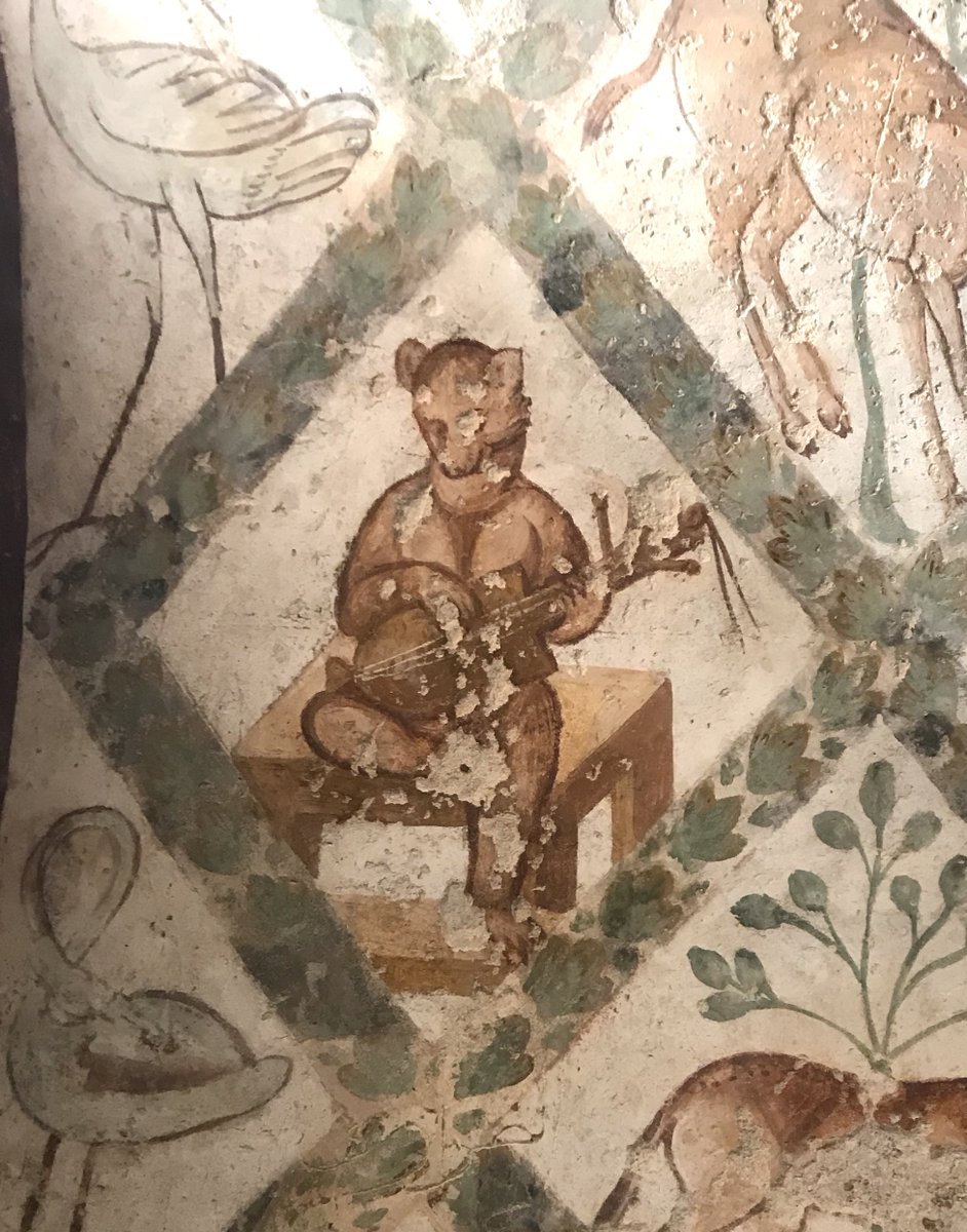 The frescoes include a unique depiction of the zodiac. Figurative art was alive & well in early Islamic secular art. Sadly, they have been badly damaged over the years, but recent conservation has restored some of their incredible vibrancy
