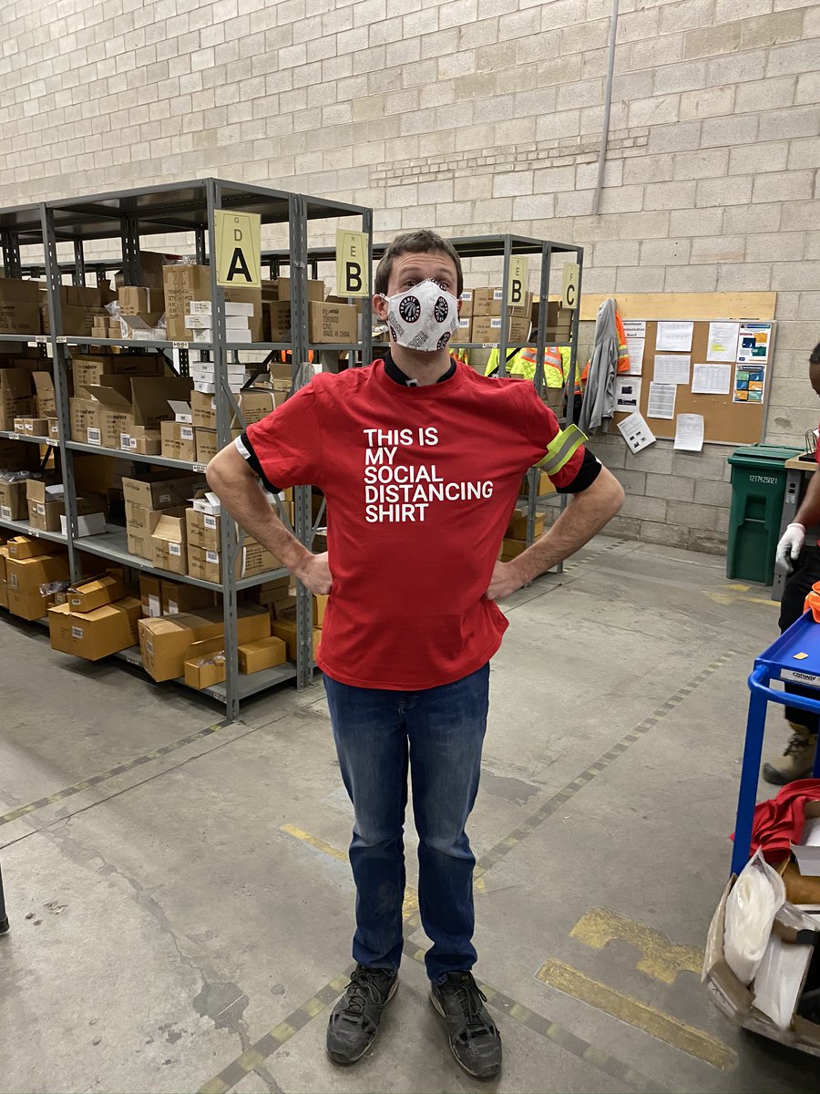 It might be hard to tell, but it's all smiles underneath our new #PPE! Helping to #flattenthecurve with new team shirts and masks for days. Who said #socialdistancing couldn't be fun??