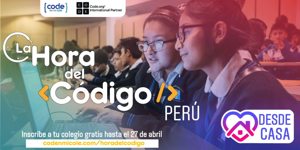 codenmicole's tweet photo. #QuedateEnCasa y únete a la campaña educativa más grande de la historia. ¿Cómo? Aprendiendo a programar. 

#LaHoradelCódigo en todo el #Peru 
Del 4 al 8 de mayo

Inscríbete aquí:  https://t.co/om1QunoEhL
#yoaprendoencasa https://t.co/CCJIQjbYyj
