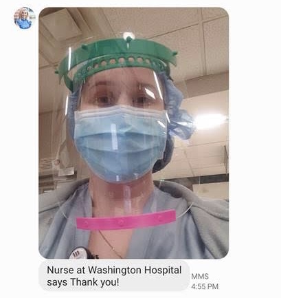 PPEConnectPGH's tweet photo. Here's a photo from a thankful nurse at a hospital in Washington, PA! If you know any medical facilities in the Pittsburgh area that are in need PLEASE let us know. We want to help! #ppedonatepgh #donate #ppe #facemask #faceshield #frontline #covid19 #covid #corona #coronavirus https://t.co/5uYnJOJ4mN