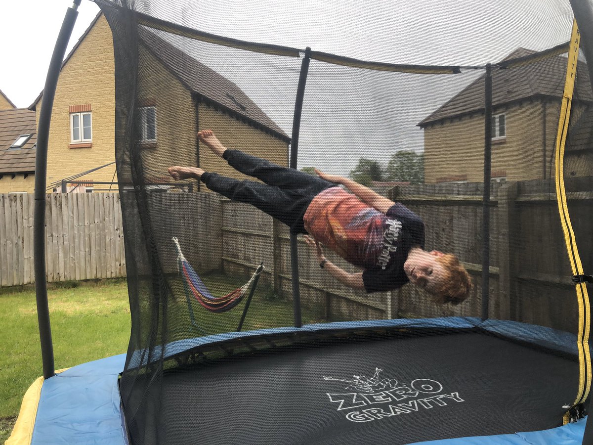 Chemdrh's tweet photo. @DraytonEagles Sam has done a lot of trampolining, dog walks, cycling and some experiments https://t.co/J37xHtj7l6
