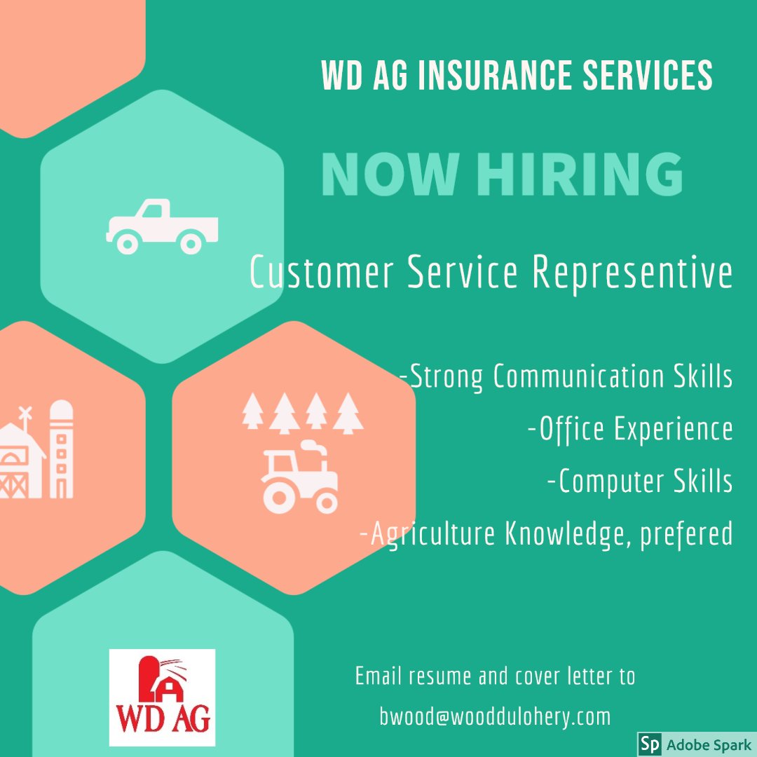 WDAgInsurance's tweet image. Join Our Team!