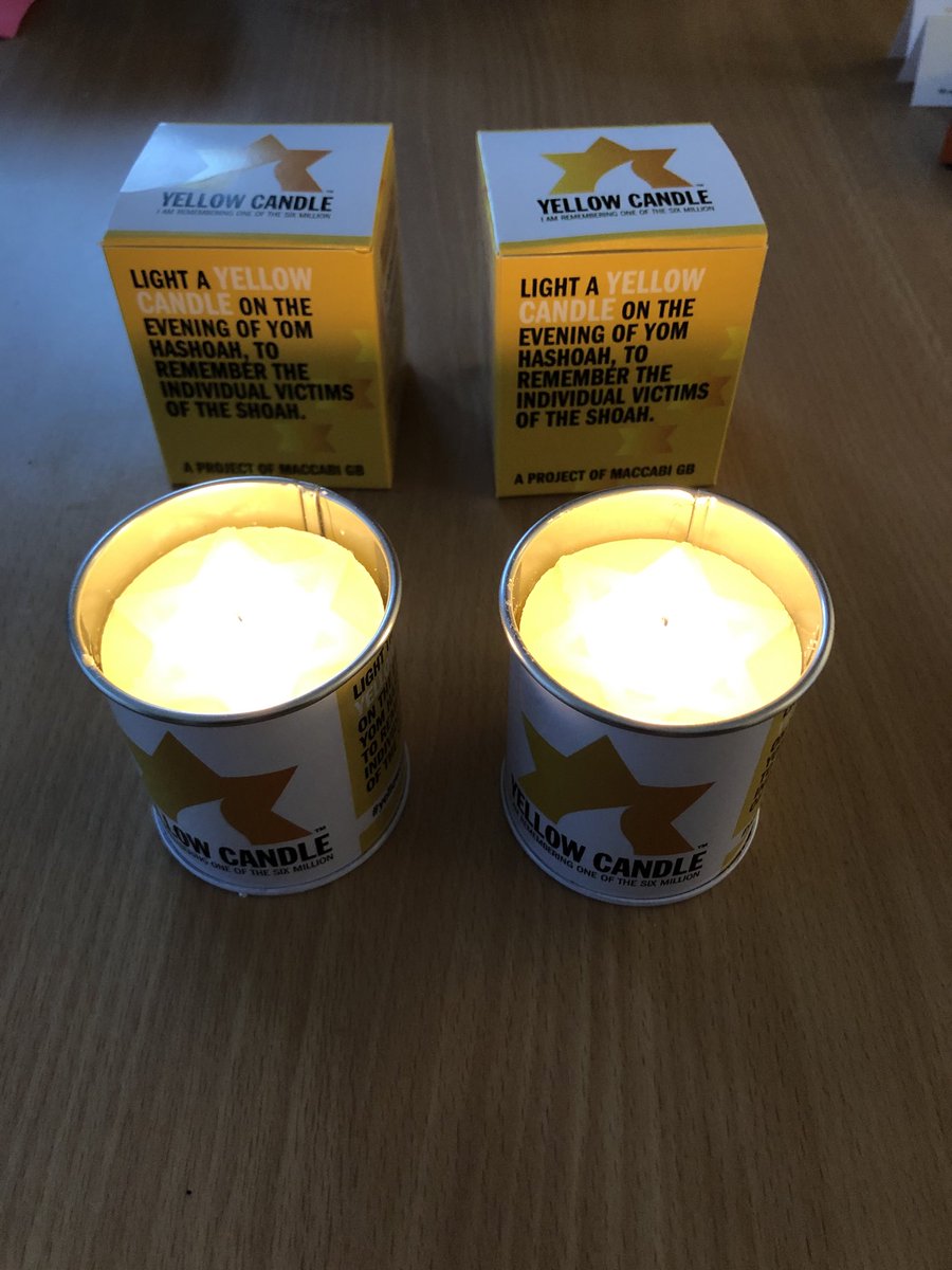 I light these candles in memory of the Olmer’s, my husband’s Polish family, grandfather, Hersh Olmer &amp; oldest daughter Golda,place  of murder unknown. Grandmother, Chana,young daughters Pessle, &amp; Adele, gassed at Belzec. ⁦<a href="/YellowCandleUK/">Yellow Candle</a>⁩ #yellowcandle ⁦<a href="/HolocaustUK/">H.E.T.</a>⁩