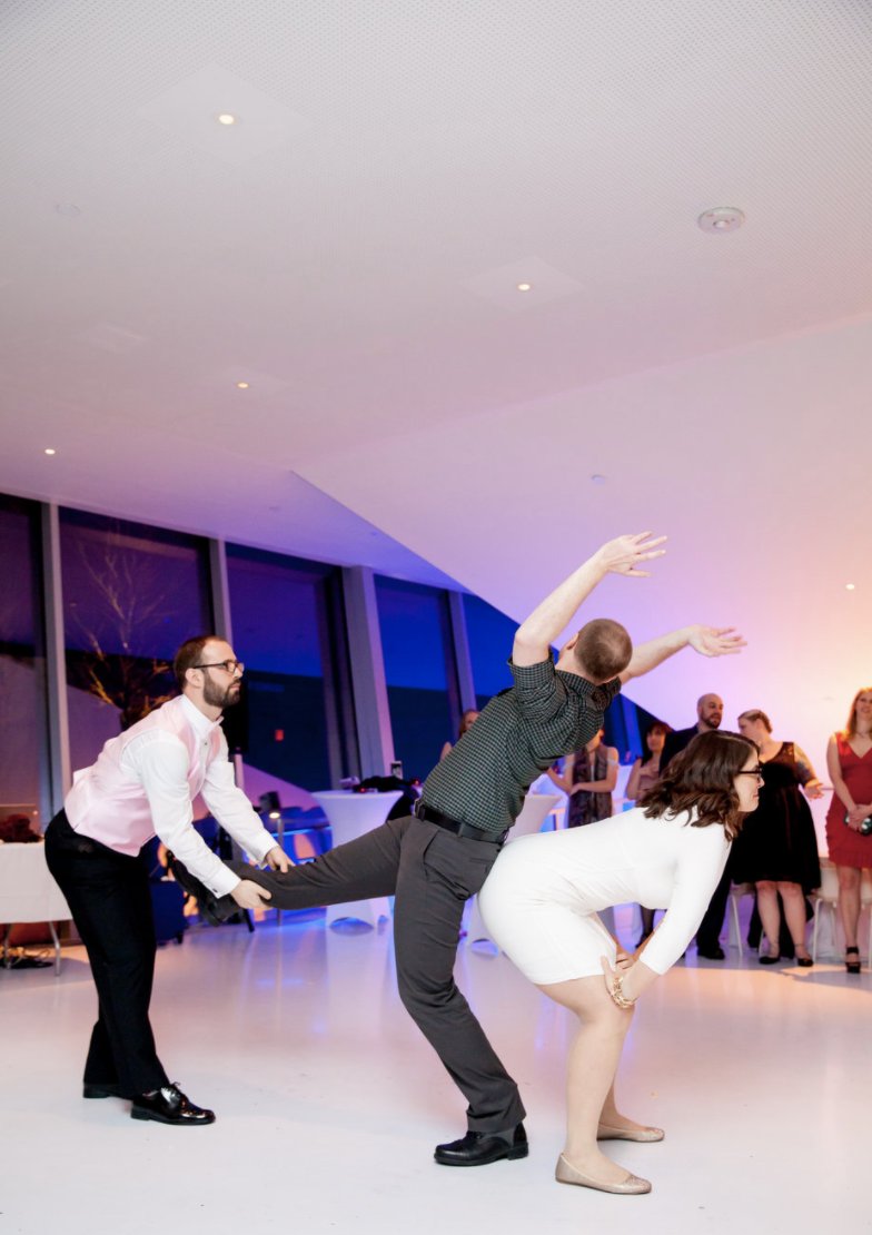 My favorite part of the night (and if I'm honest, the planning) was surprising our guests with our first dance, which we'd practiced in secret with BFF  @UnreliableNarr: Time After Time from Romy & Michelle's High School Reunion.Watch:  https://vimeo.com/125763973 