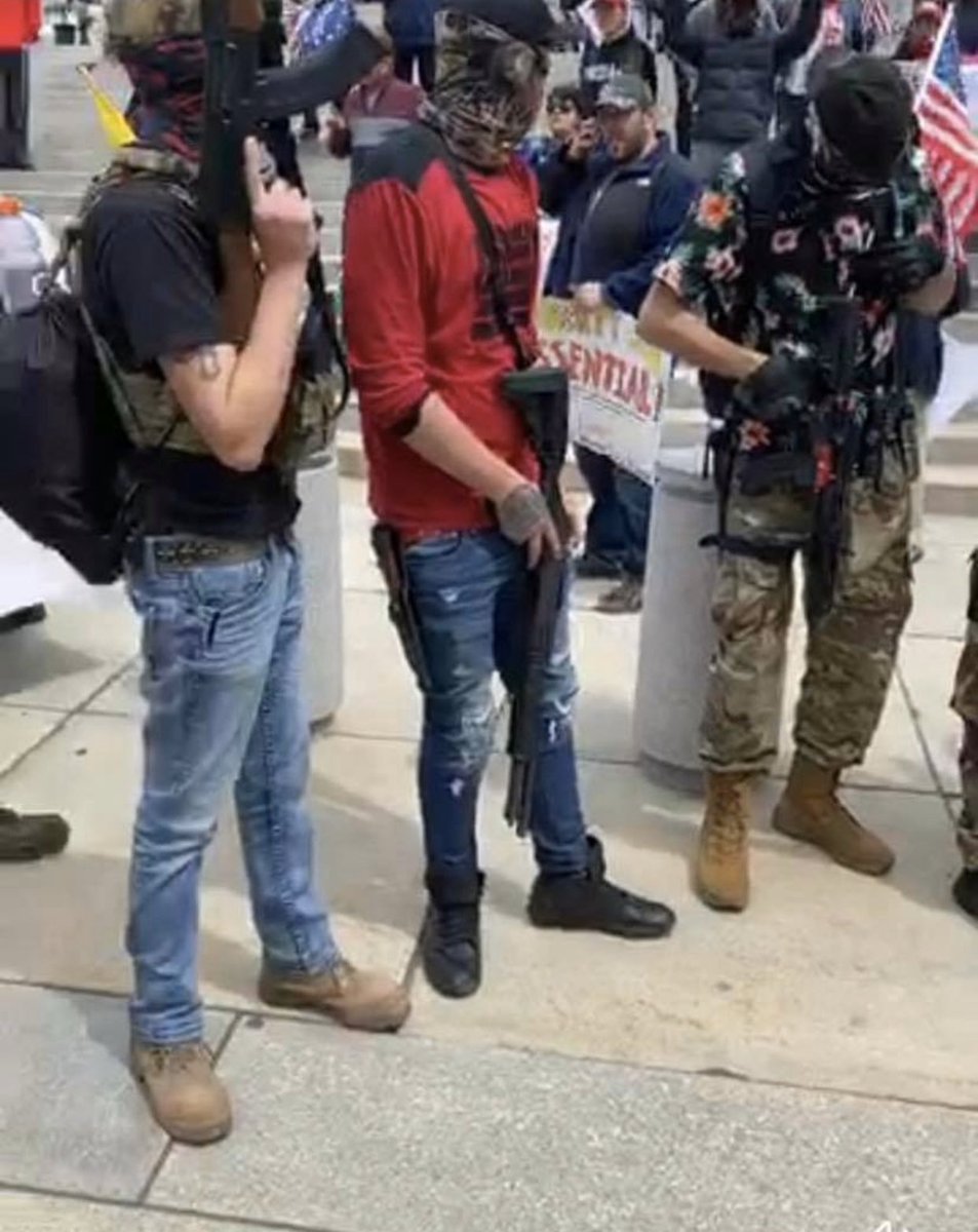 Now why is this at the protest in my city  #ReOpenPA . If this was a black person I swear they would’ve been shit dead already
